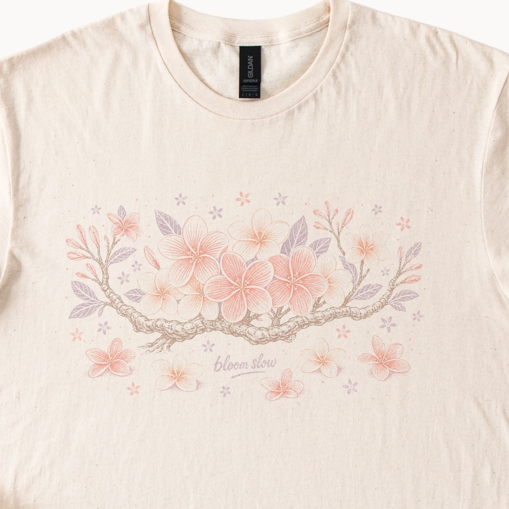 Bloom Slow Botanical Graphic Tee Natural Wildflower Art